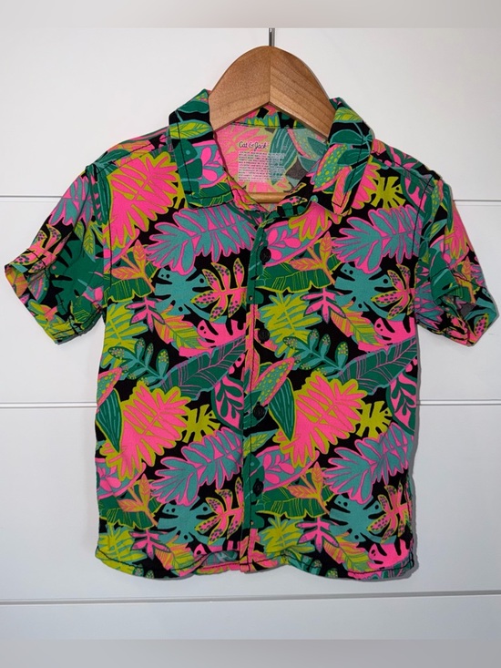 Cat & Jack Other - Cat & Jack Toddler Boys 2T Hawaiian Shirt Tropical Leaf 100% Rayon Kidcore EUC